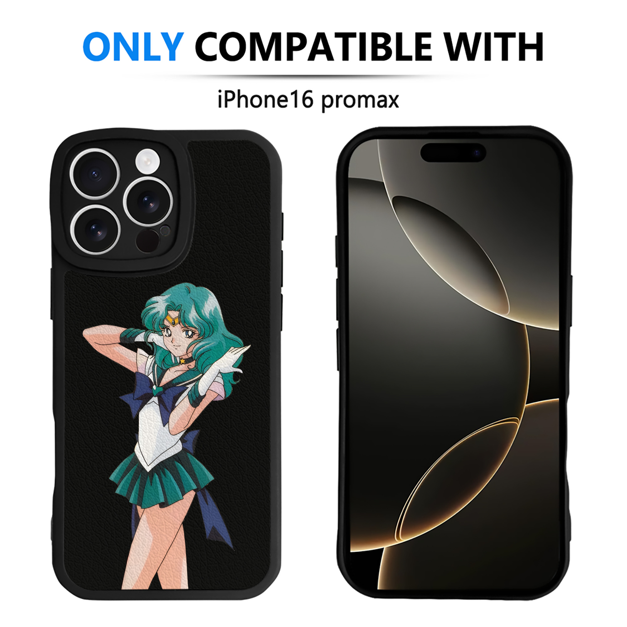 （画像用） 美少女戦士セーラームーン 海王 みちる（かいおう みちる） Sailor Moon Kaiou Michiru 【iPhone 16シリーズ対応】シリコンスマホケース（レザー調） 材質：シリコン